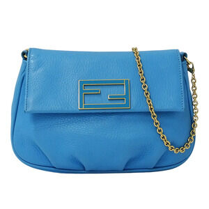 FENDI Blue Leather Shoulder Bag